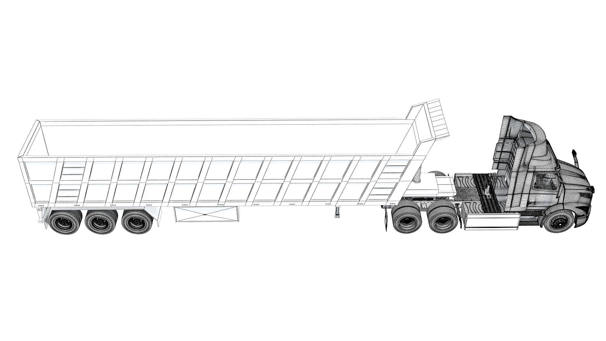 Semi Truck with Tipper Trailer 3D model_19