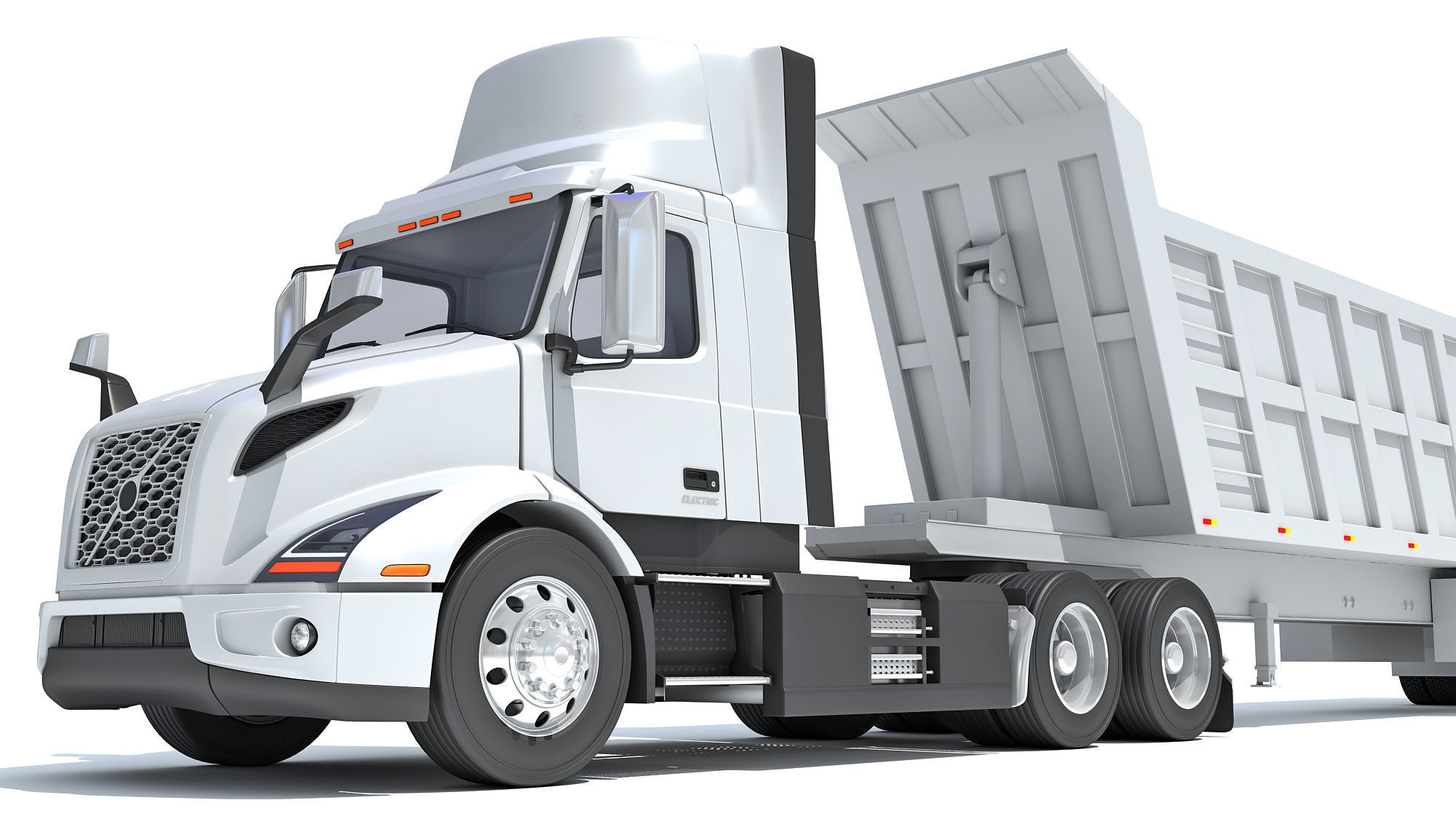 Semi Truck with Tipper Trailer 3D model_12