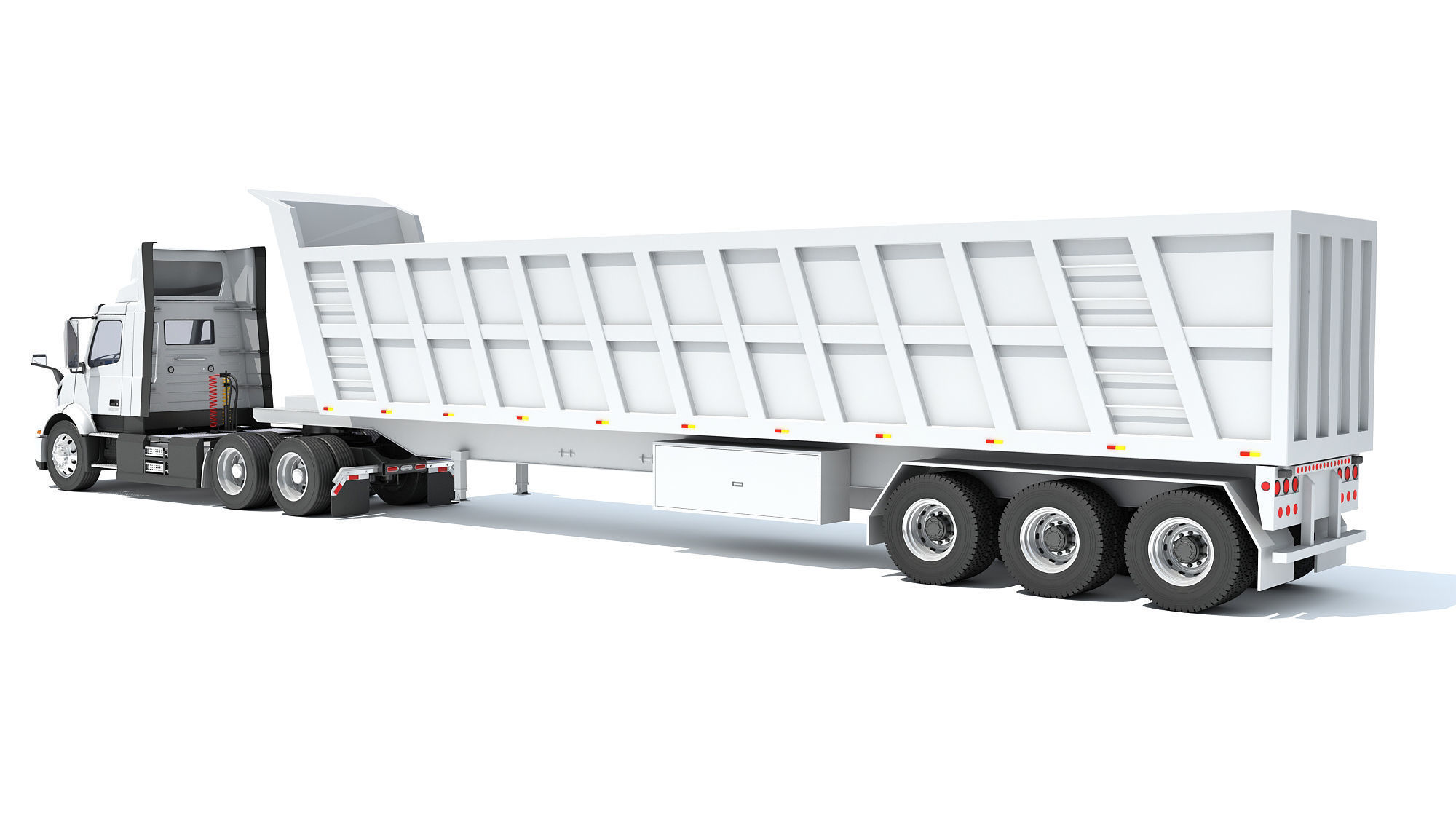 Semi Truck with Tipper Trailer 3D model_2