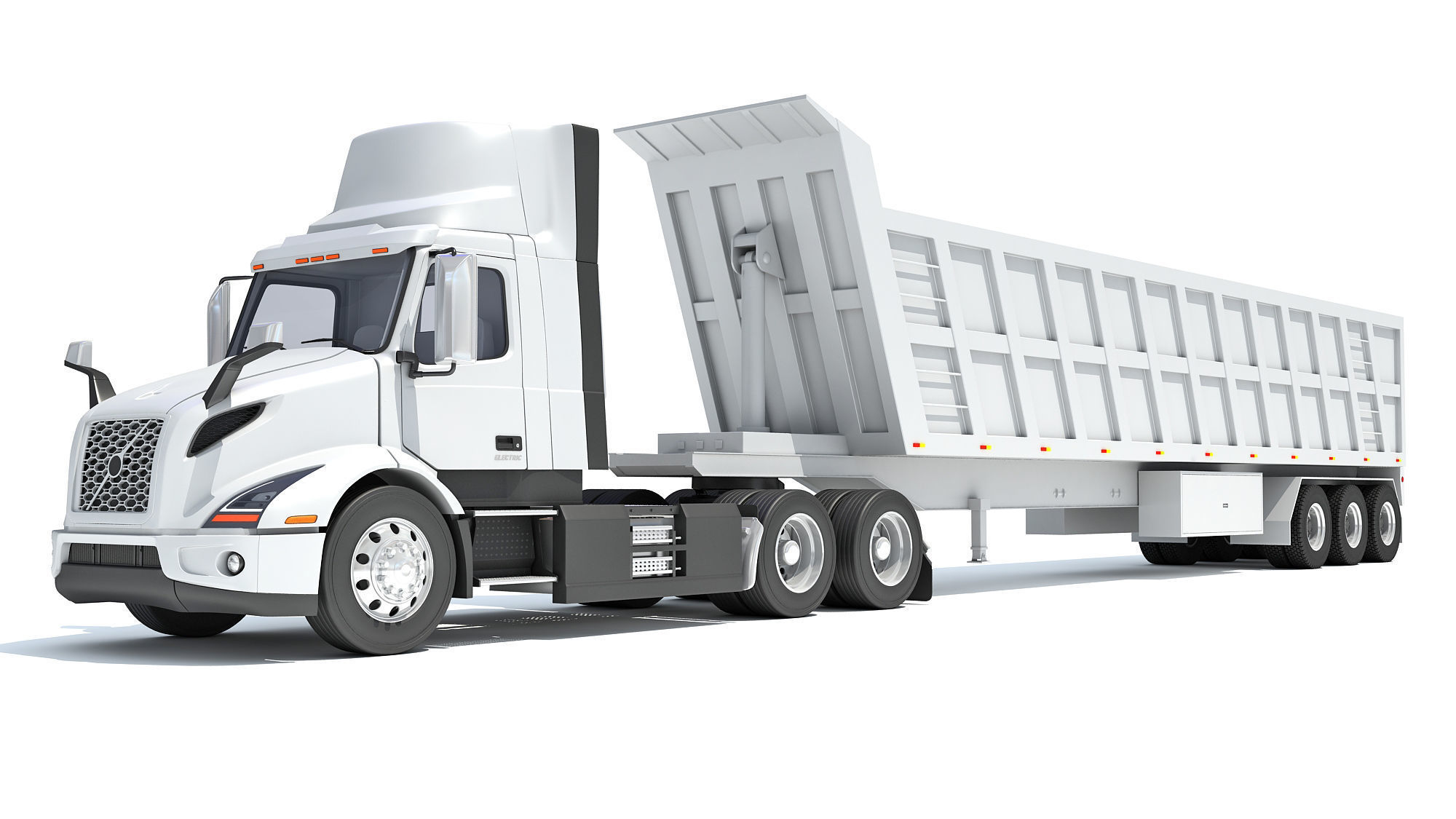 Semi Truck with Tipper Trailer 3D model_8