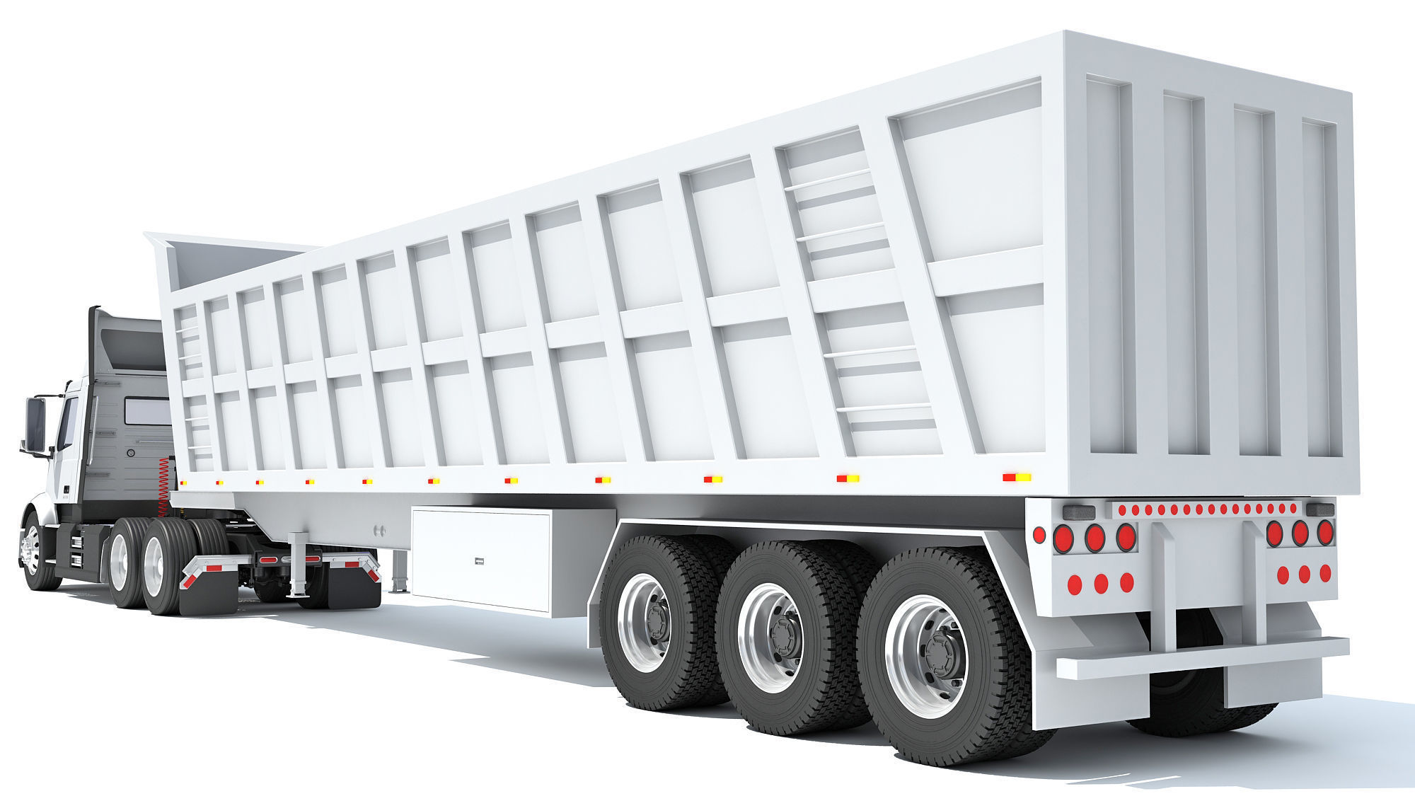 Semi Truck with Tipper Trailer 3D model_3