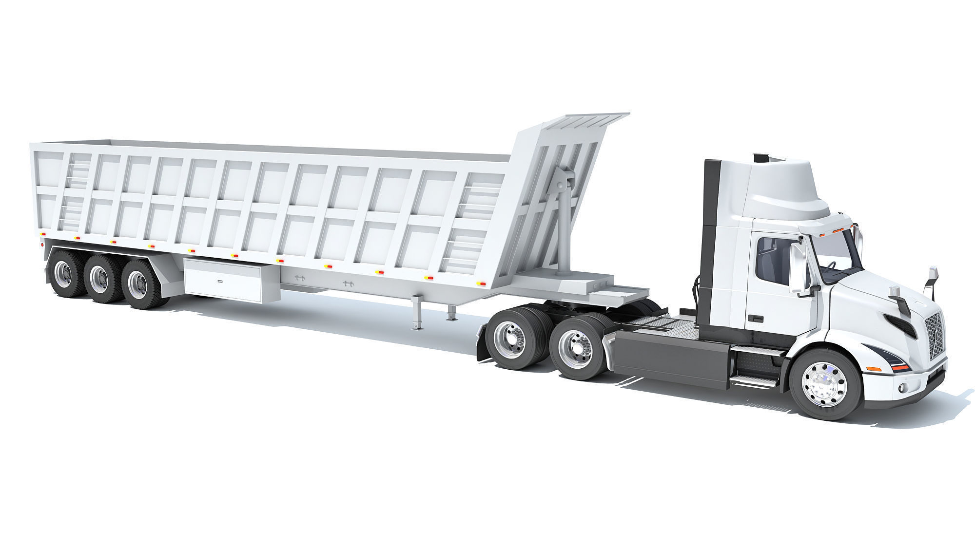 Semi Truck with Tipper Trailer 3D model_7