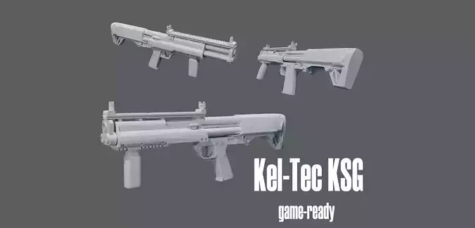 Kel-Tec KSG Game-Ready 3D model Low-poly 3D model