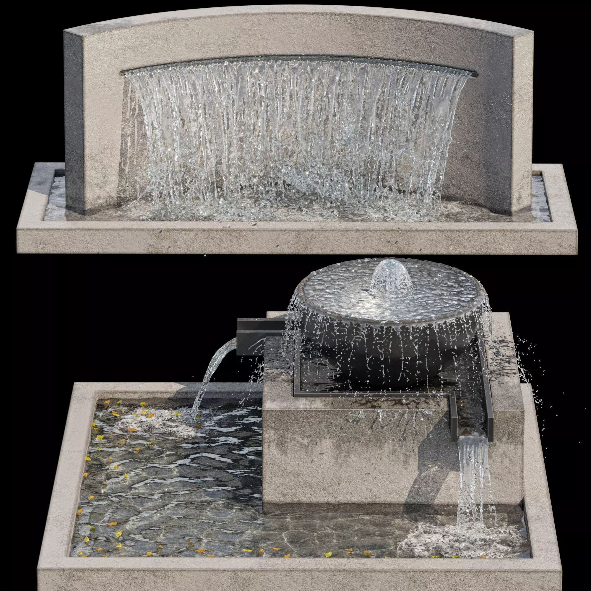 Modern Waterfall Fountain Cascade Landscape 06 3D model