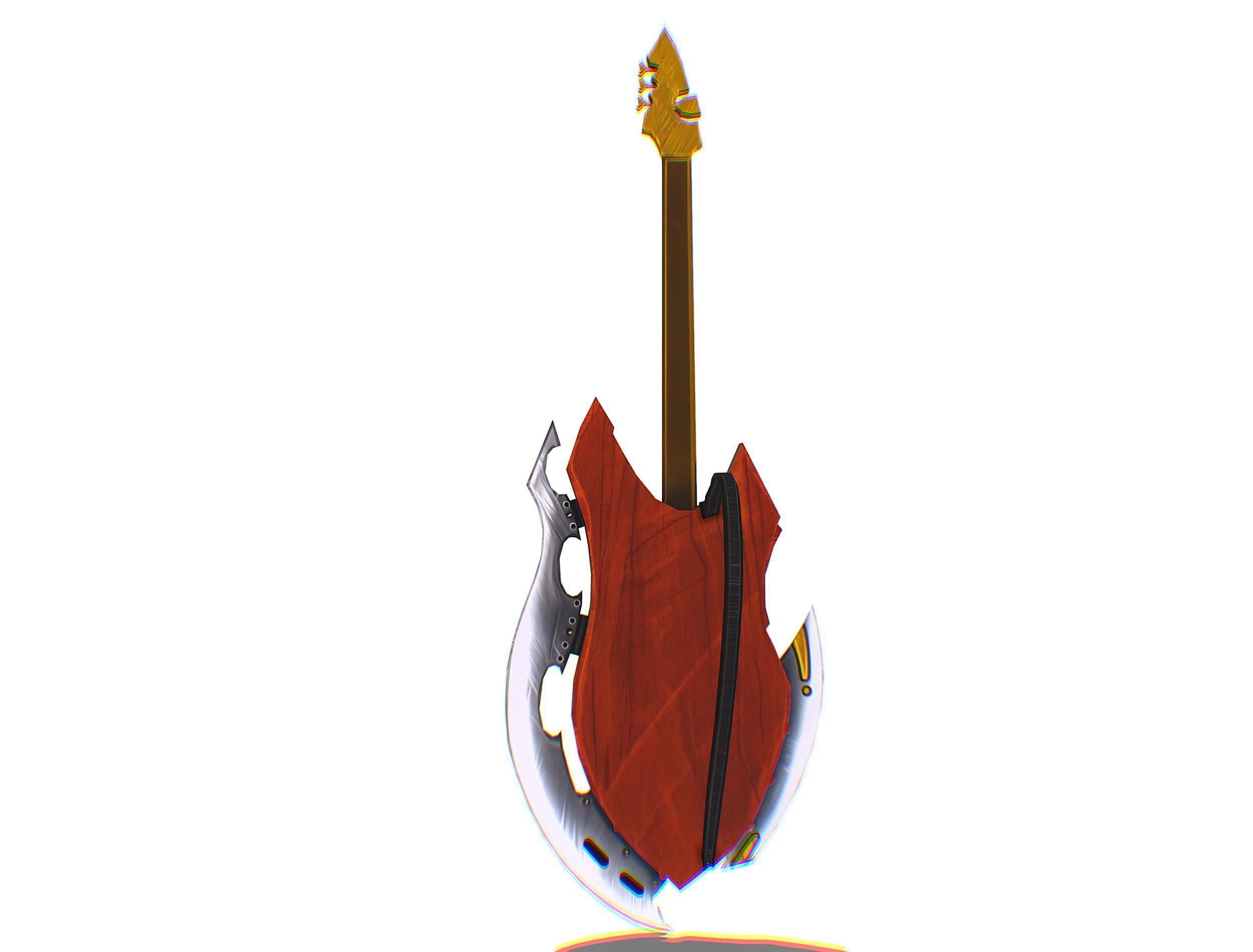 Toon Designer Wooden Bass Guitar Low-poly 3D model_10