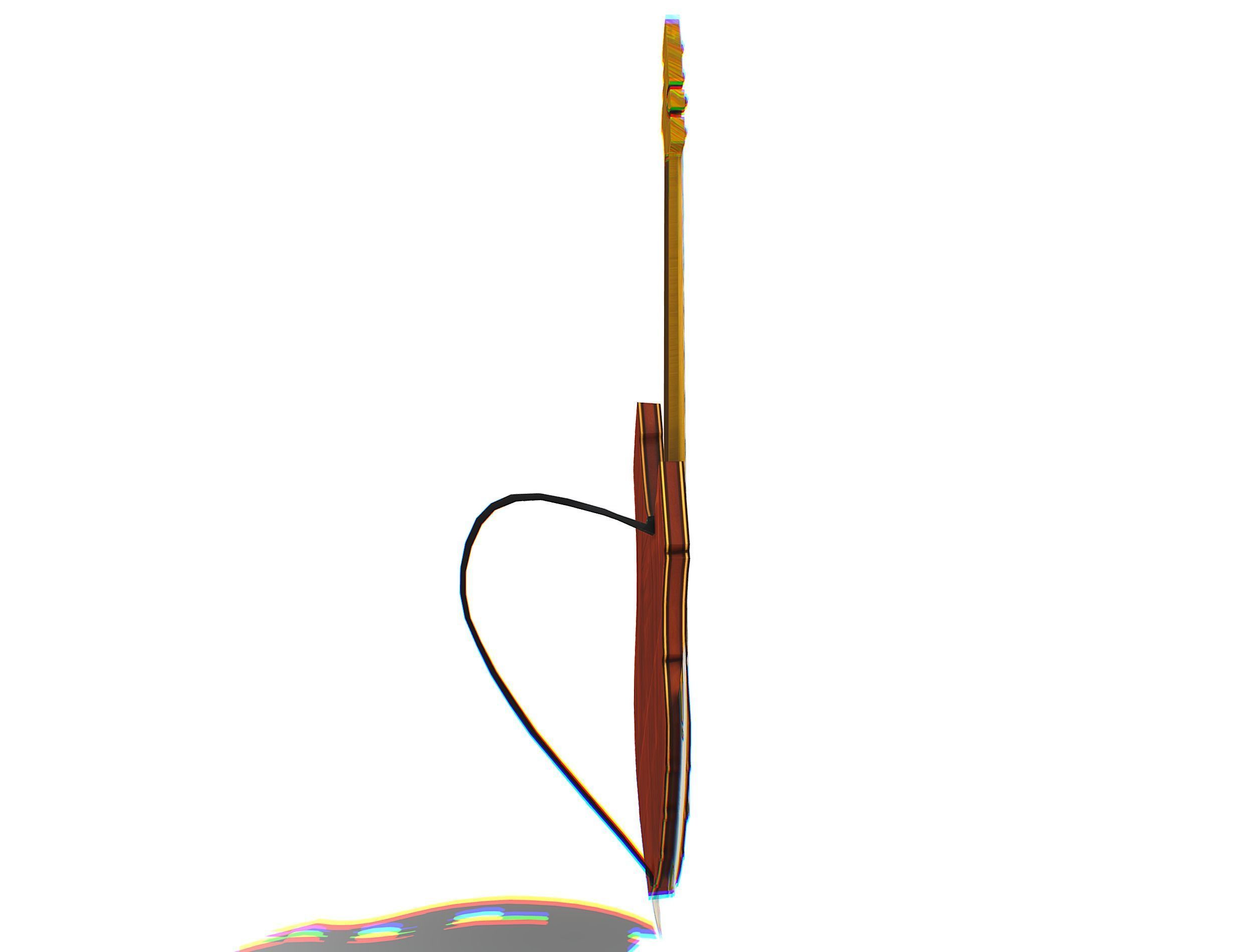 Toon Designer Wooden Bass Guitar Low-poly 3D model_5