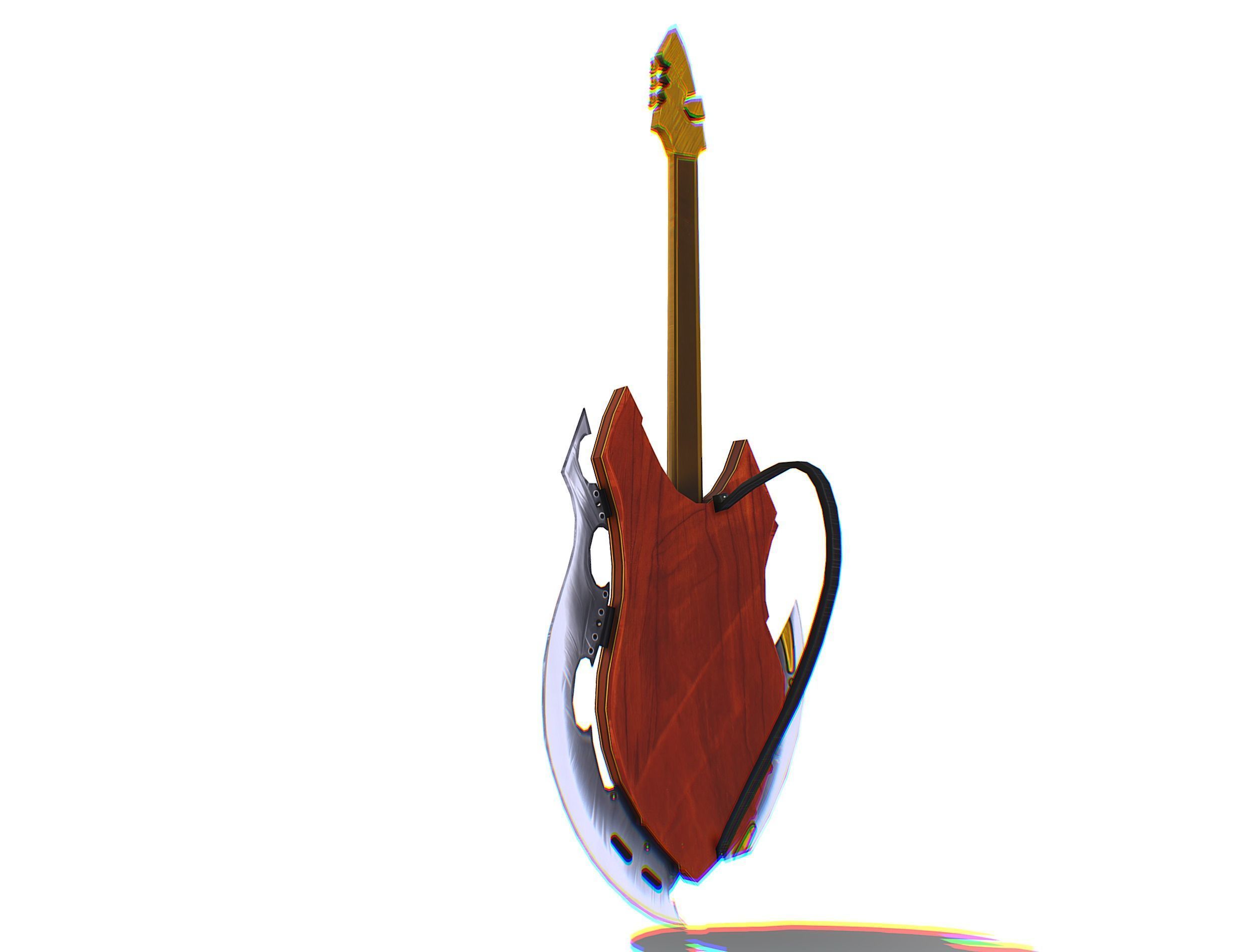 Toon Designer Wooden Bass Guitar Low-poly 3D model_11