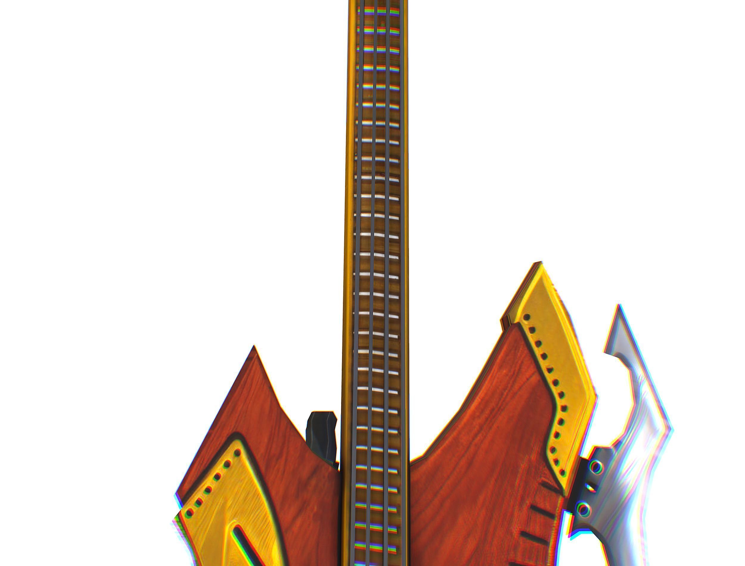 Toon Designer Wooden Bass Guitar Low-poly 3D model_18