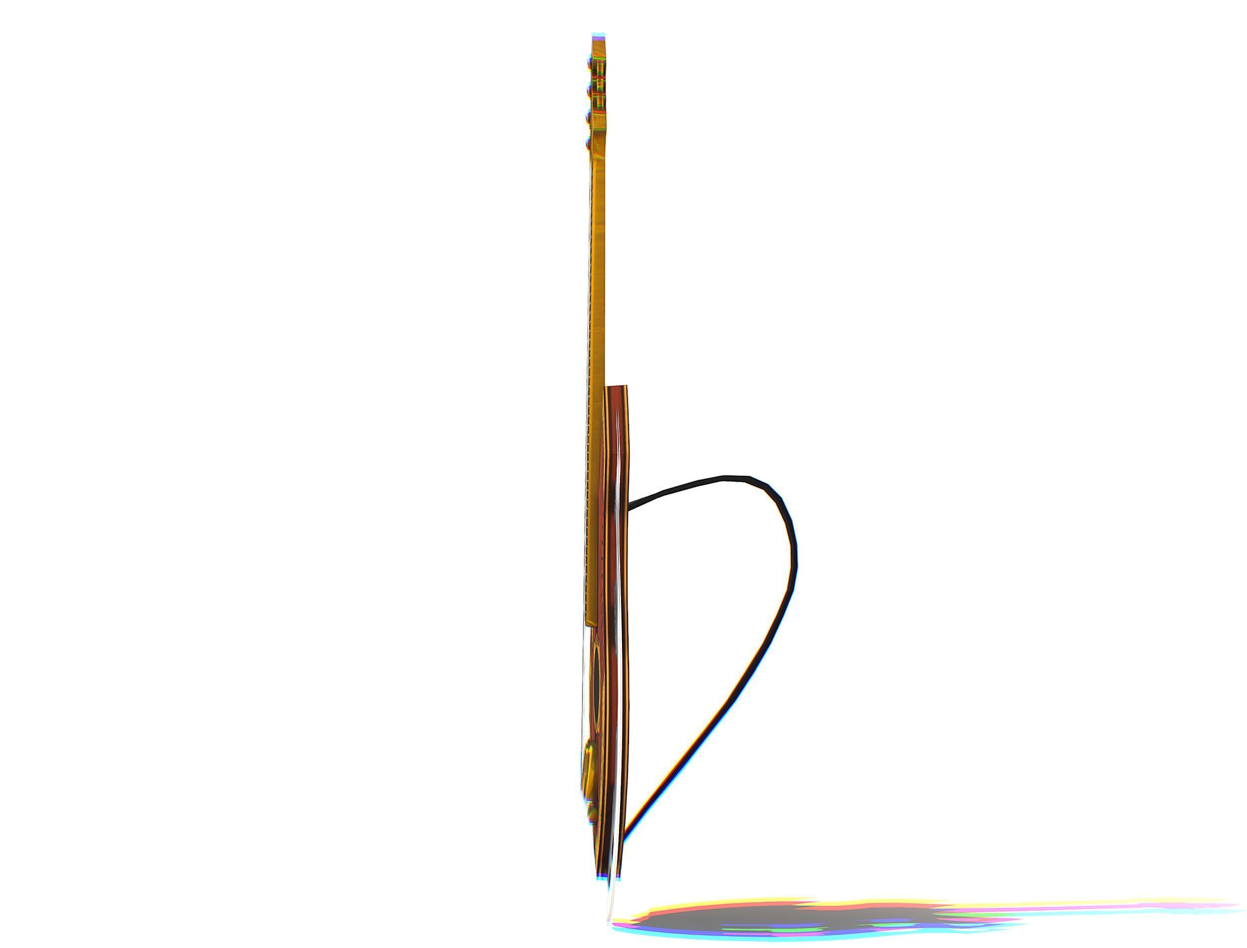 Toon Designer Wooden Bass Guitar Low-poly 3D model_13