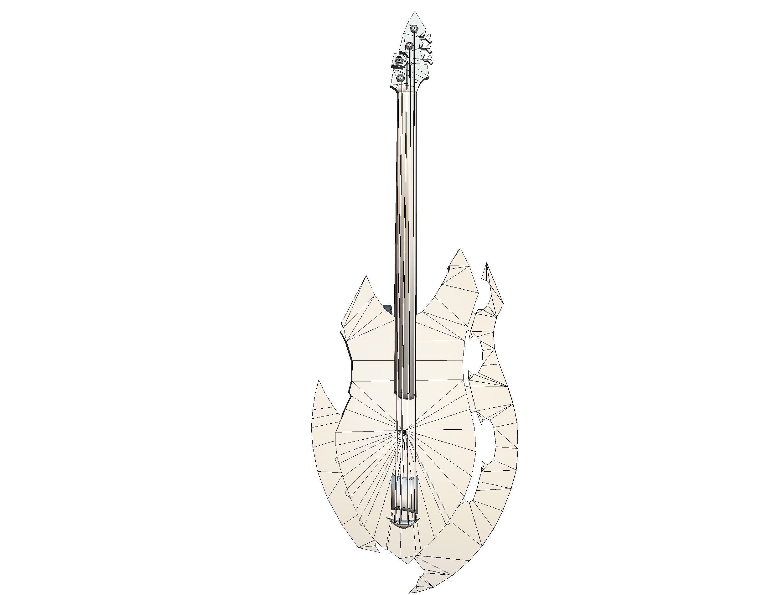 Toon Designer Wooden Bass Guitar Low-poly 3D model_25