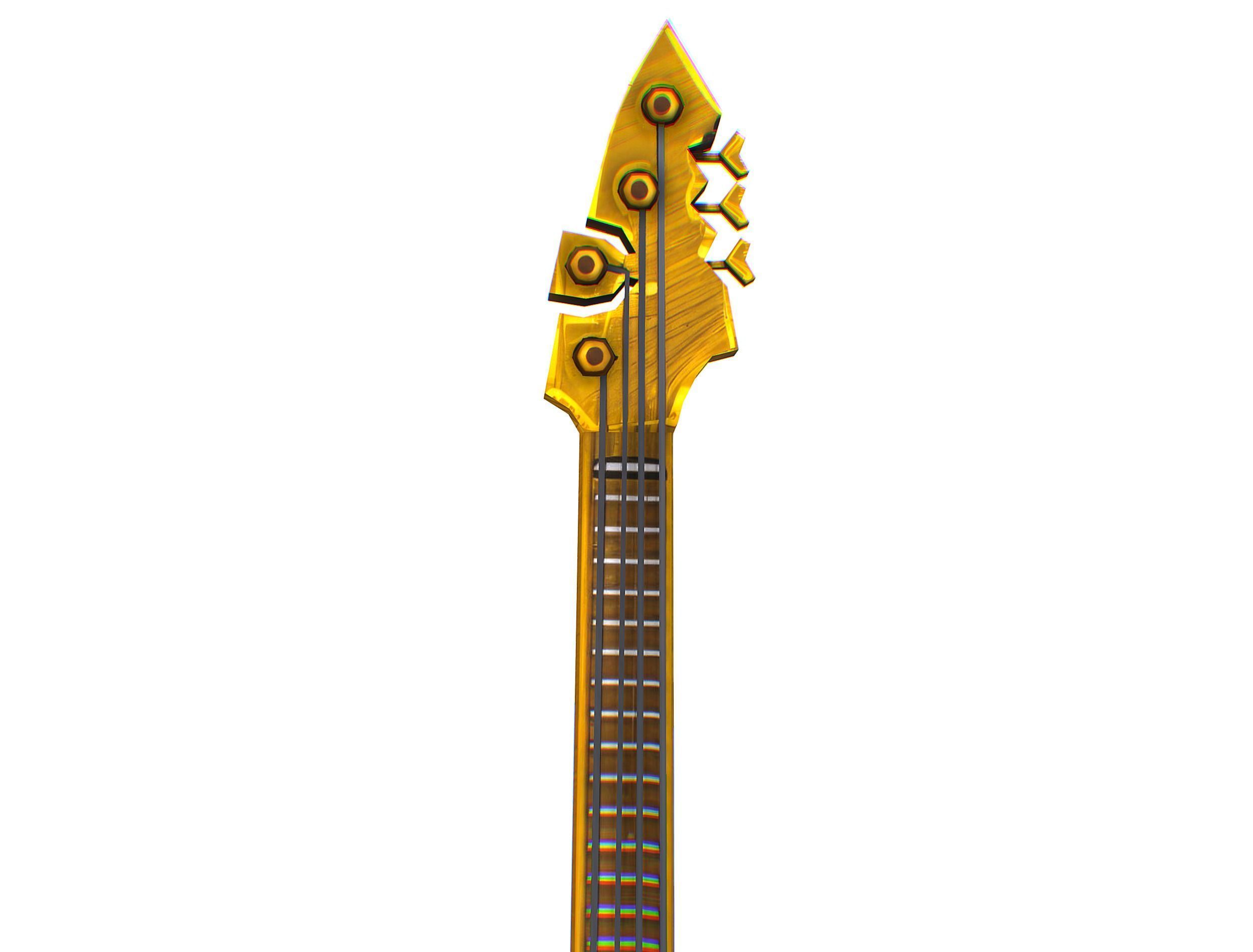 Toon Designer Wooden Bass Guitar Low-poly 3D model_17