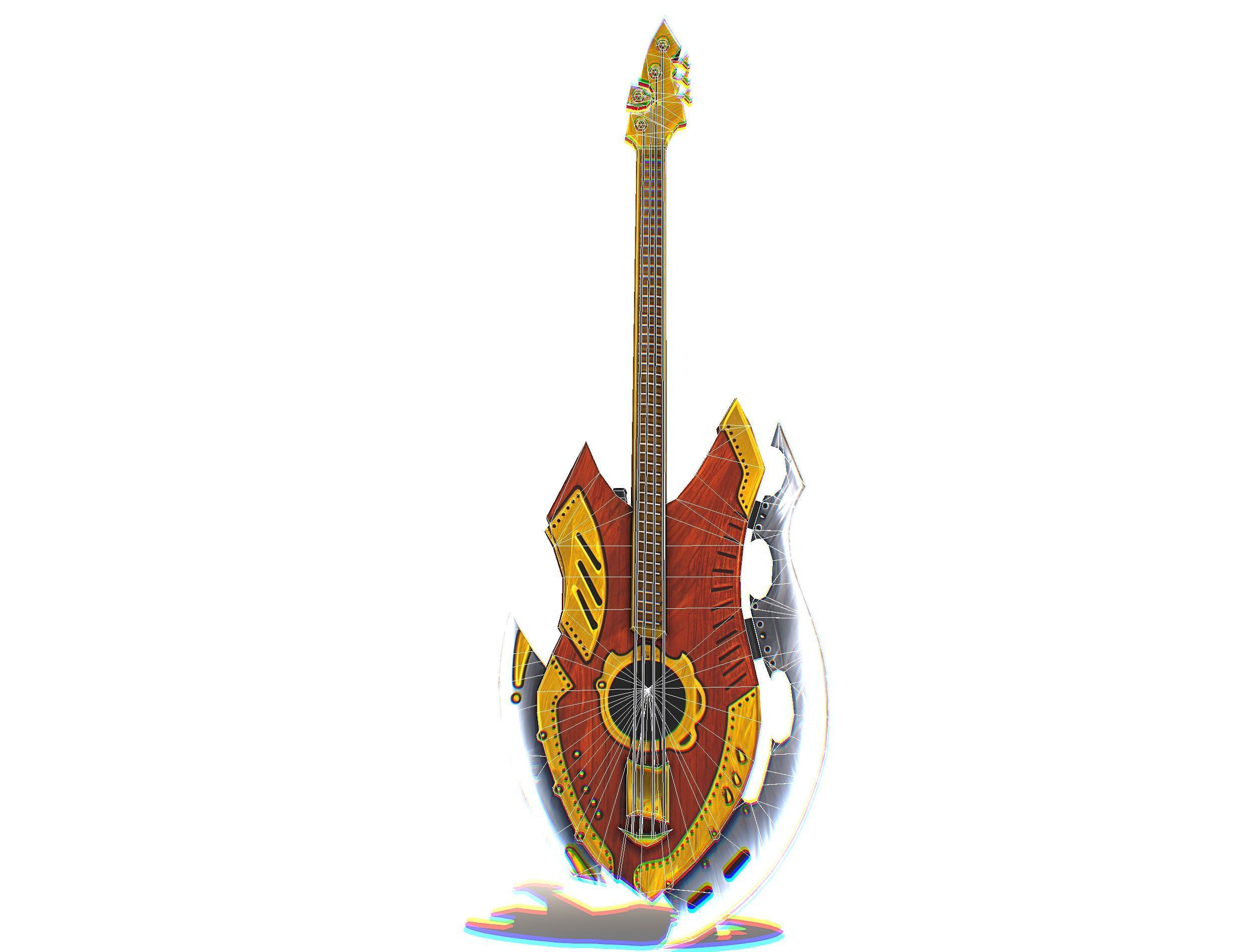 Toon Designer Wooden Bass Guitar Low-poly 3D model_24