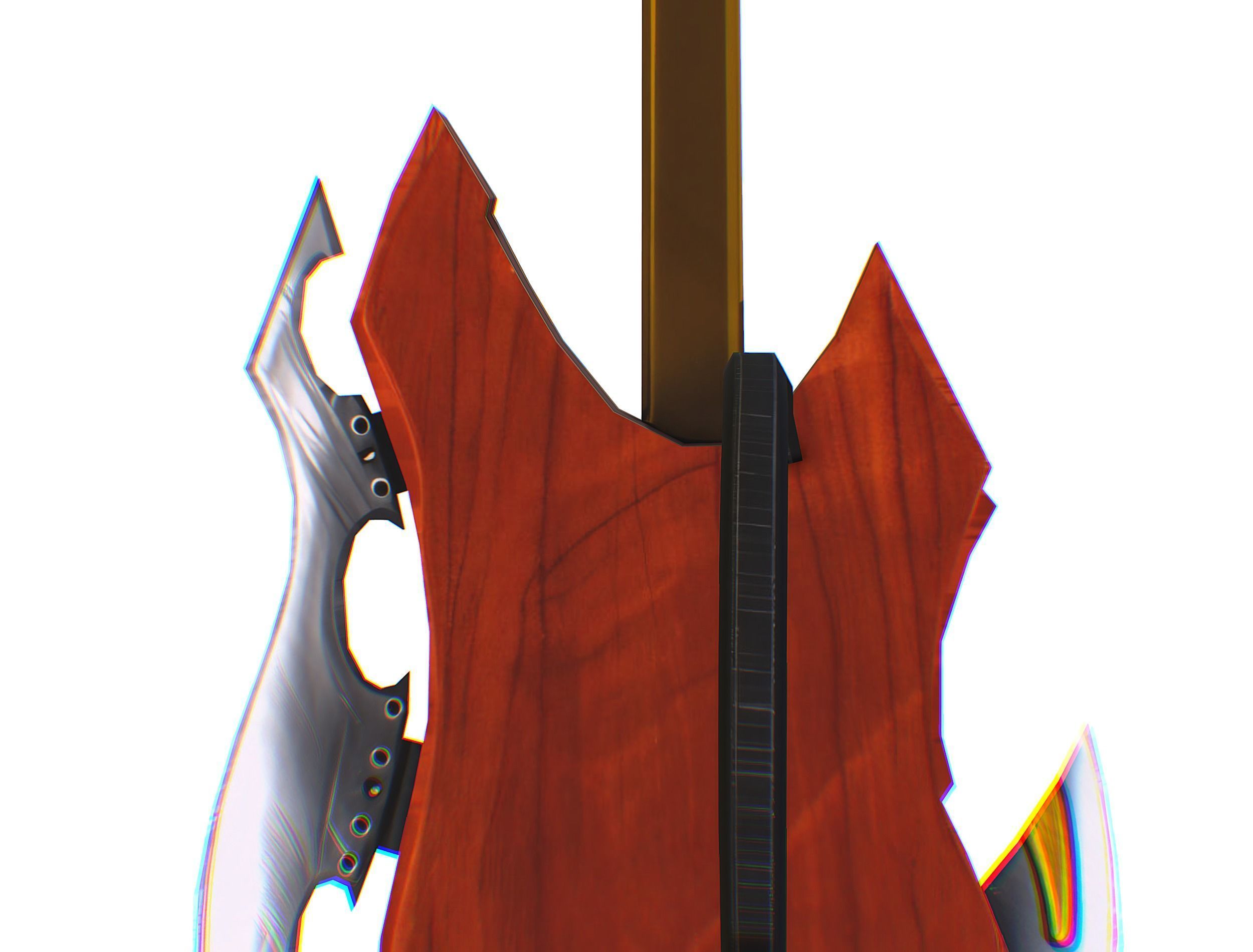 Toon Designer Wooden Bass Guitar Low-poly 3D model_22