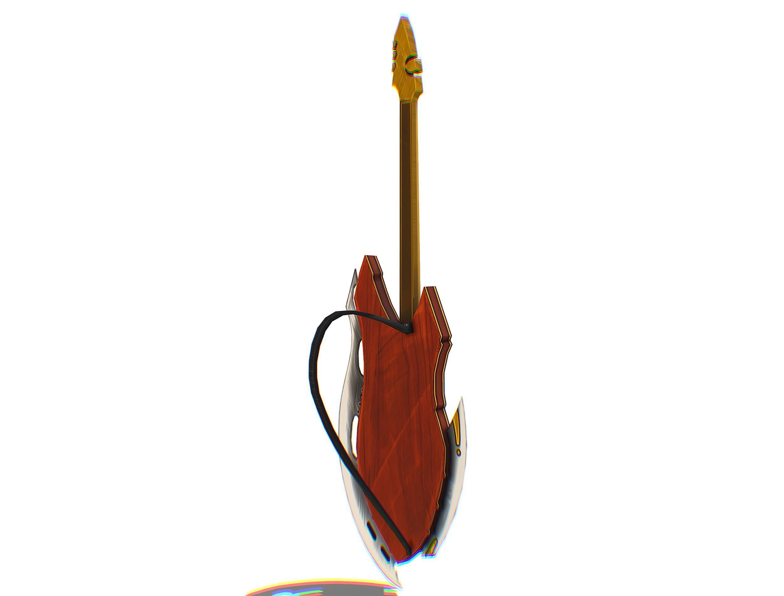 Toon Designer Wooden Bass Guitar Low-poly 3D model_7