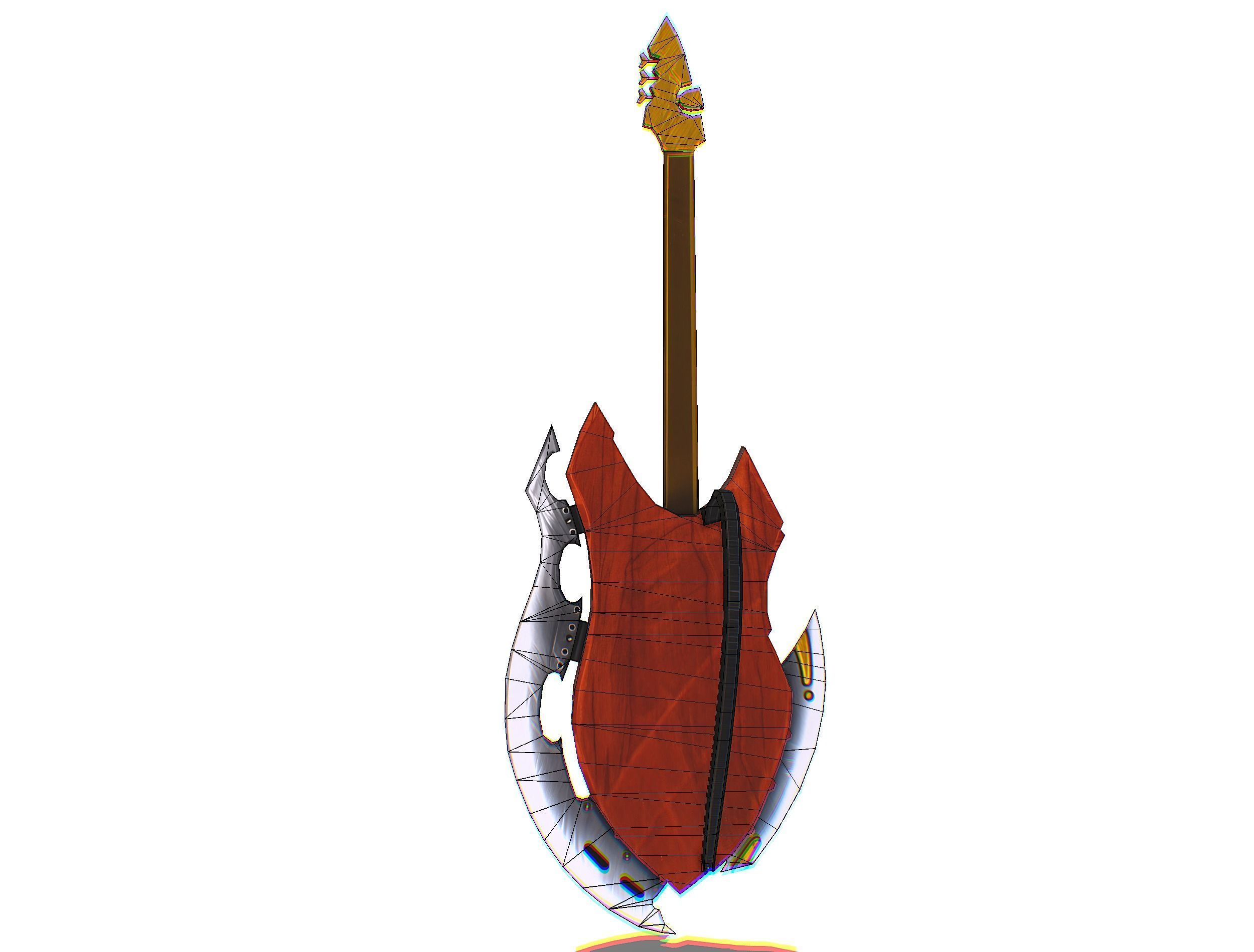 Toon Designer Wooden Bass Guitar Low-poly 3D model_26