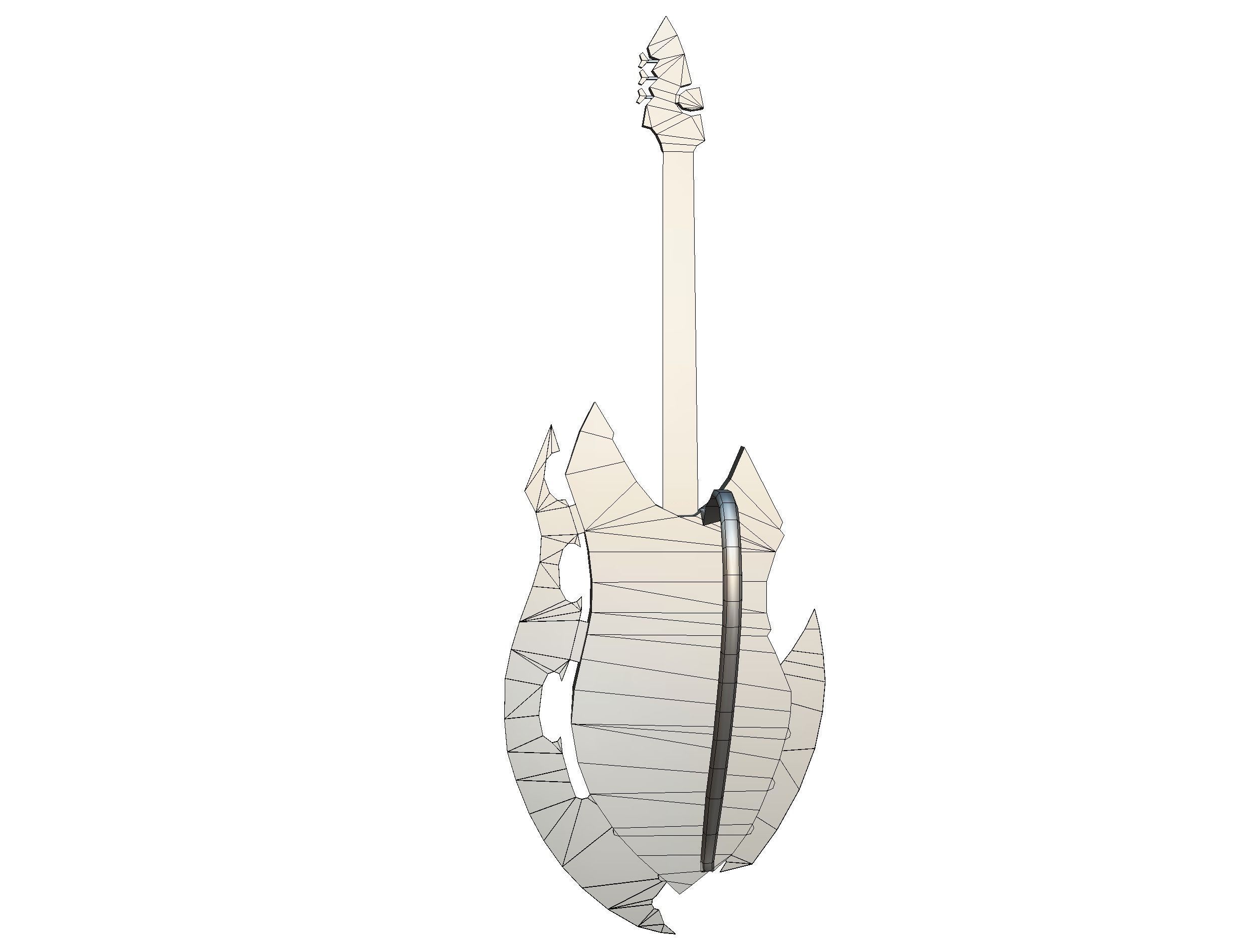 Toon Designer Wooden Bass Guitar Low-poly 3D model_27