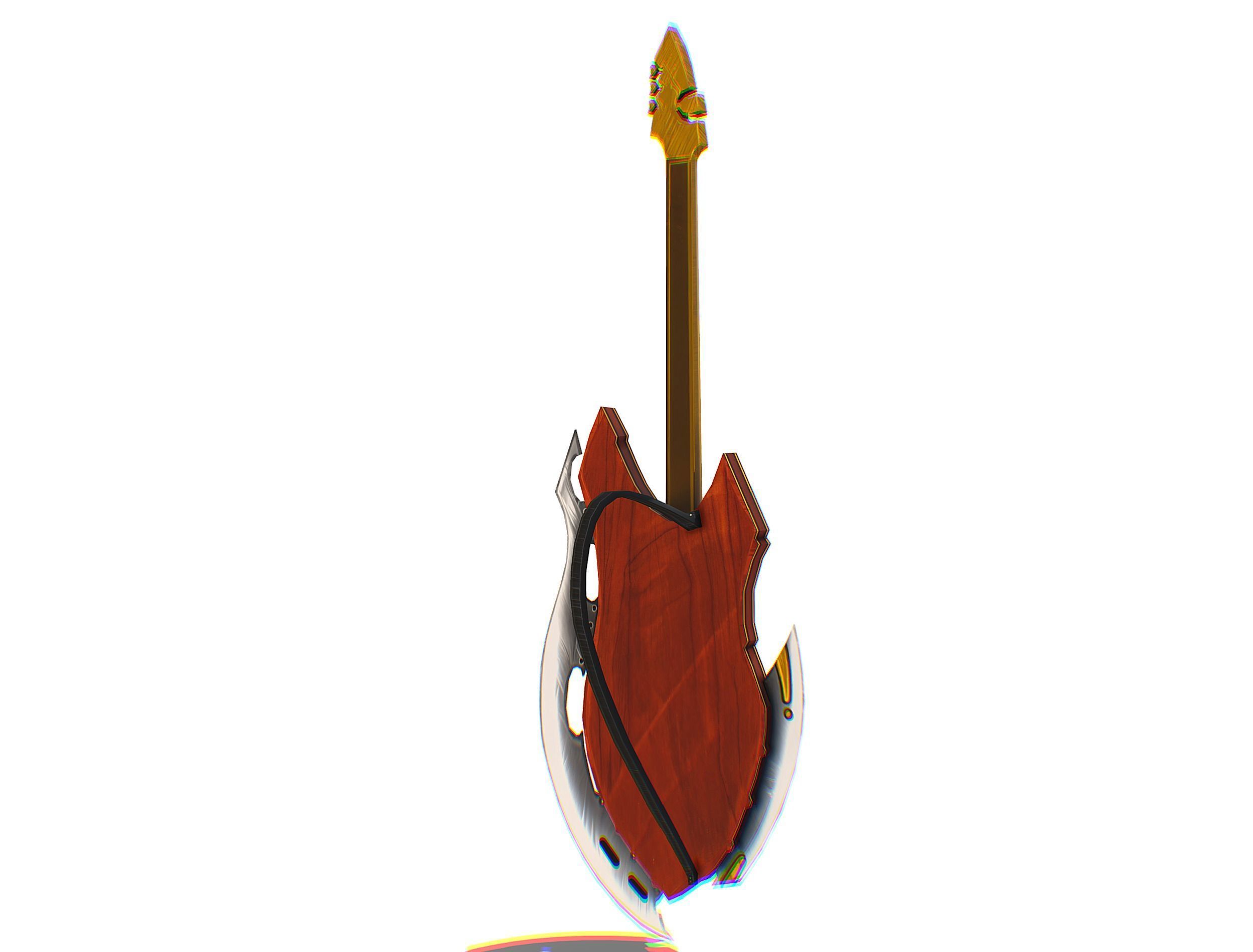 Toon Designer Wooden Bass Guitar Low-poly 3D model_8