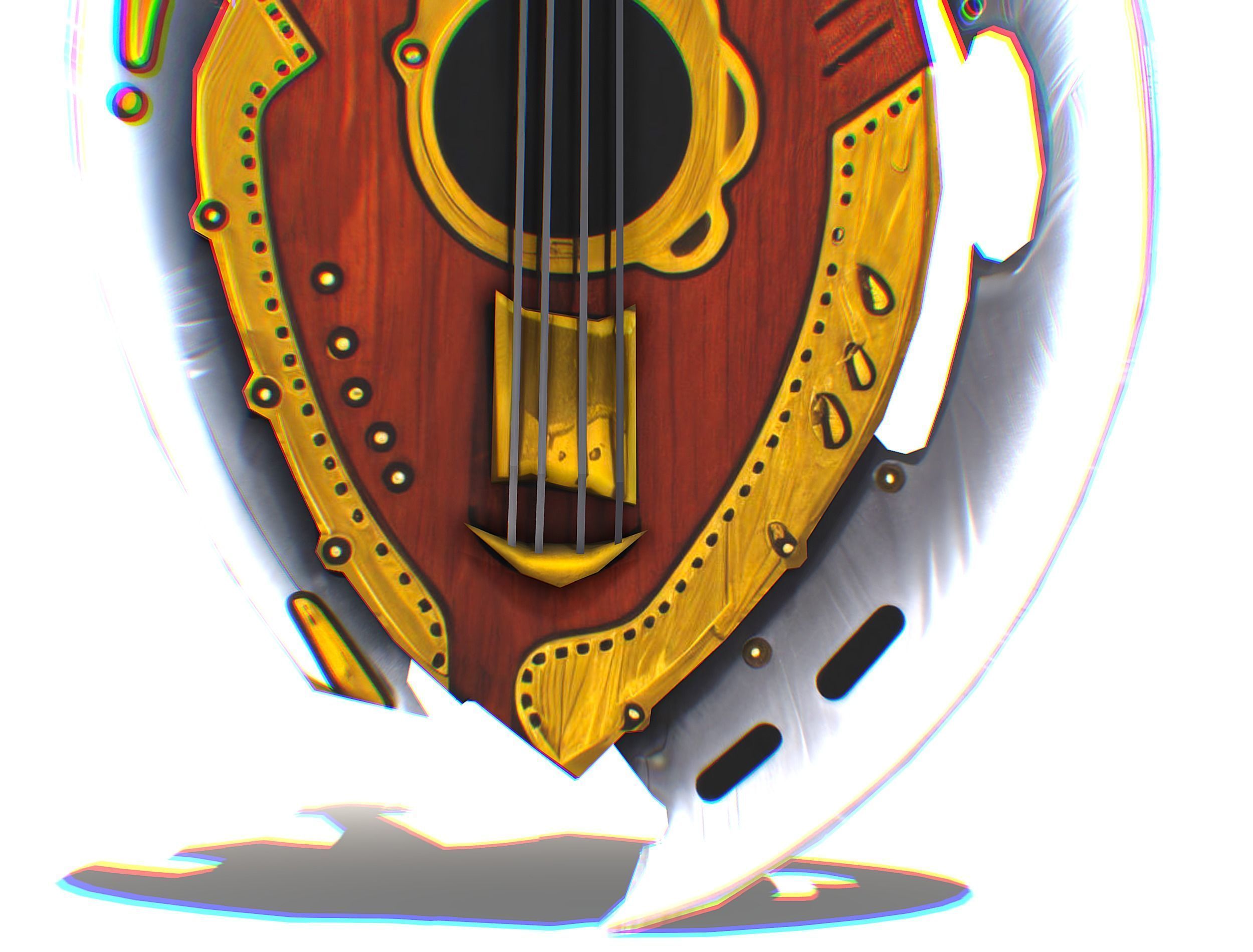 Toon Designer Wooden Bass Guitar Low-poly 3D model_20