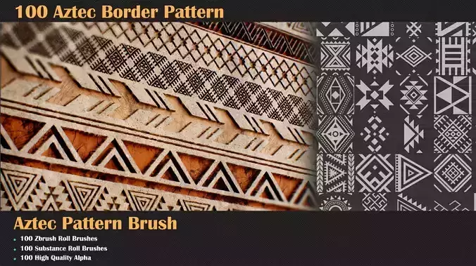 100 Aztec Border Pattern and Brush  