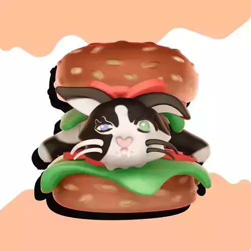 Burger cat Keychain 3D print model
