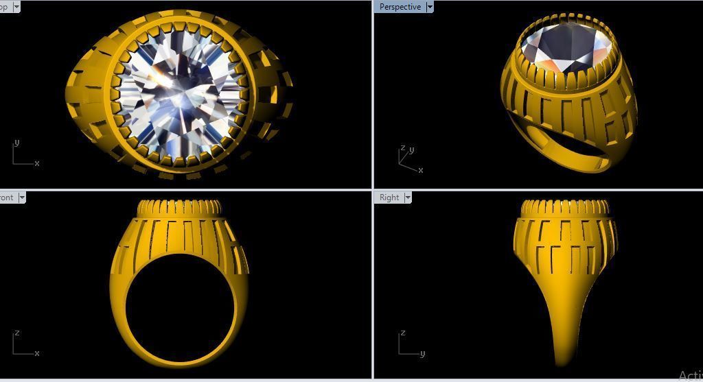 Men Diamond Ring 3dm and stl  file 3D print model_3