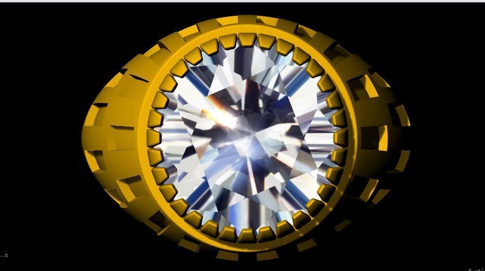 Men Diamond Ring 3dm and stl  file 3D print model_4