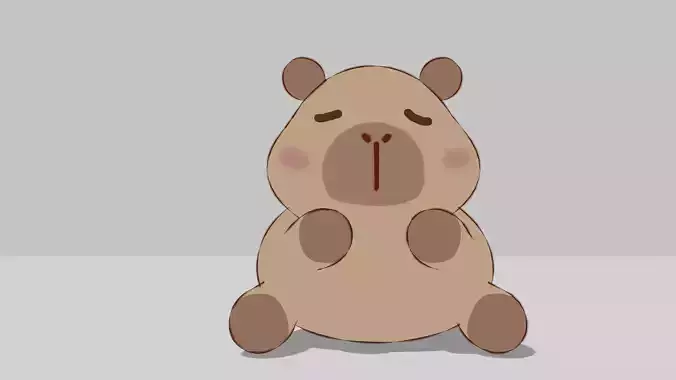 cute capybara 2D look in Blender Free low-poly 3D model