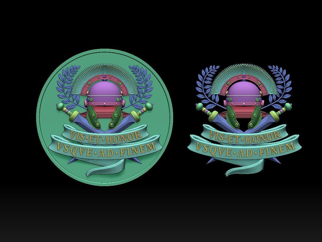 Centurion Roman Helmet and Gladius vis et honor vsqve ad finem 3D print model_10