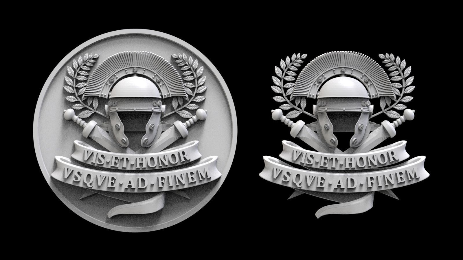 Centurion Roman Helmet and Gladius vis et honor vsqve ad finem 3D print model_65