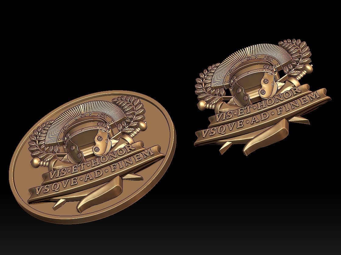 Centurion Roman Helmet and Gladius vis et honor vsqve ad finem 3D print model_50