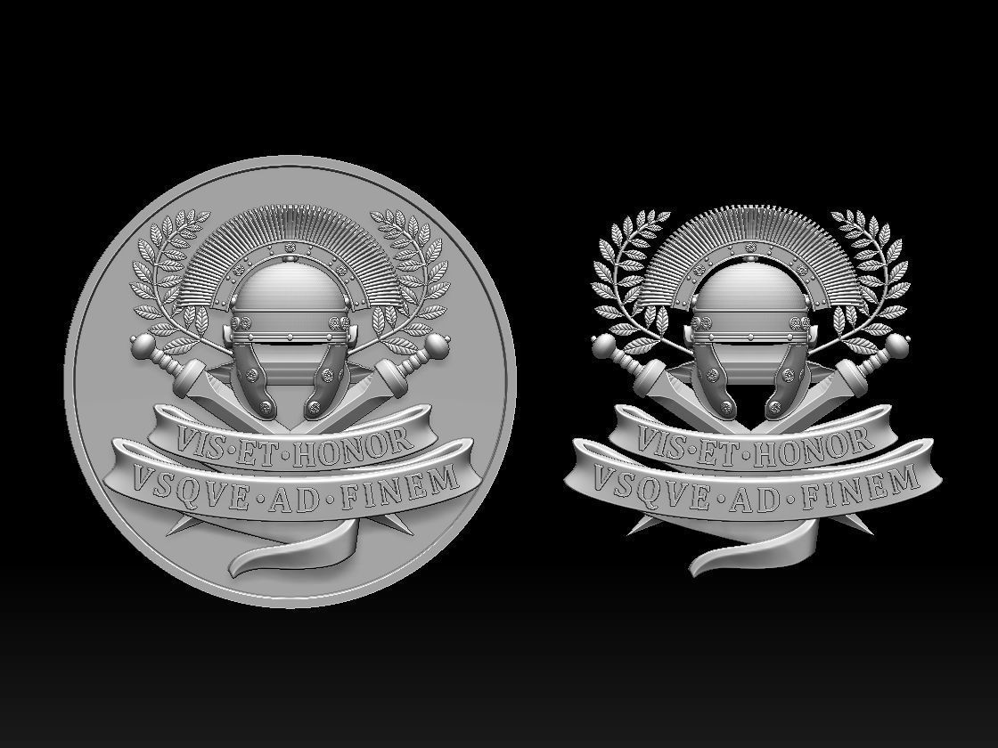 Centurion Roman Helmet and Gladius vis et honor vsqve ad finem 3D print model_56