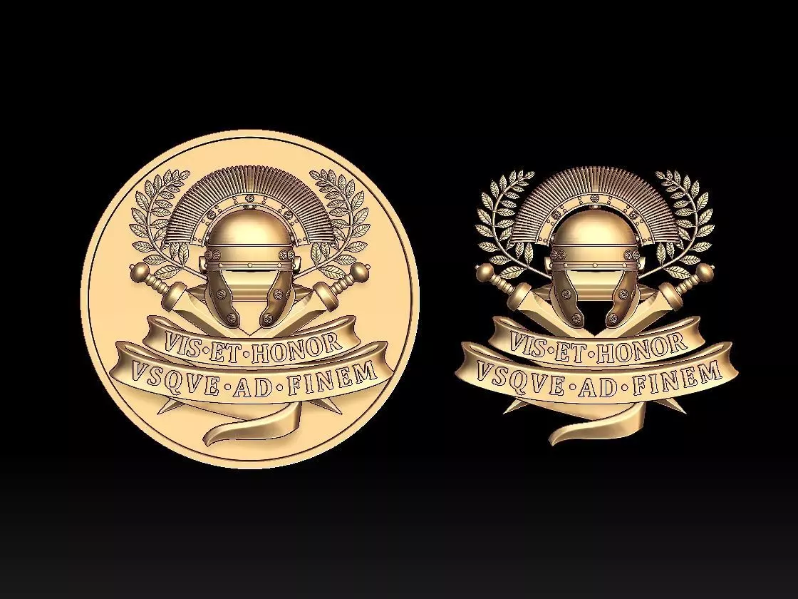 Centurion Roman Helmet and Gladius vis et honor vsqve ad finem 3D print model_0