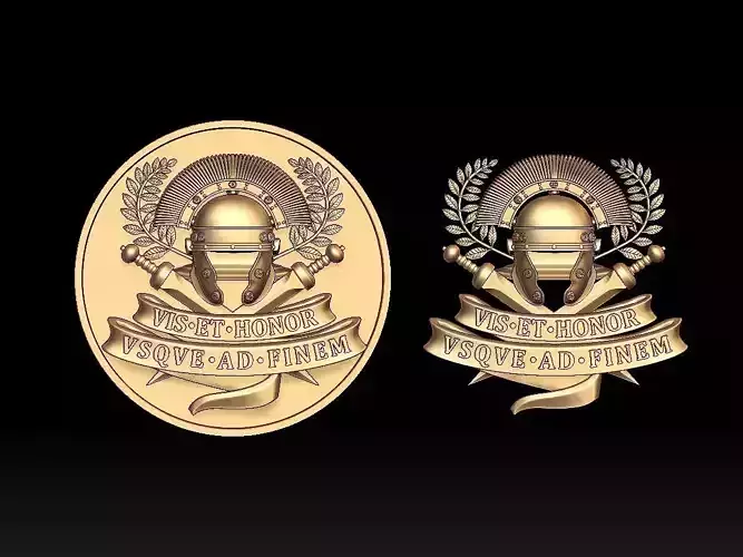 Centurion Roman Helmet and  Gladius vis et honor vsqve ad finem