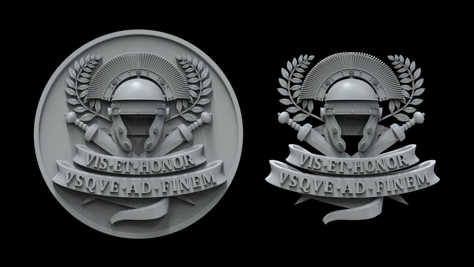 Centurion Roman Helmet and Gladius vis et honor vsqve ad finem 3D print model_49