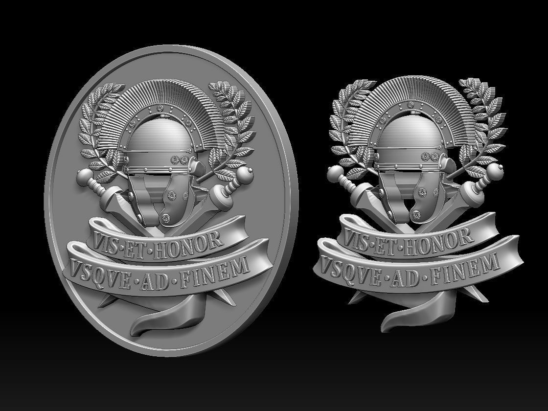Centurion Roman Helmet and Gladius vis et honor vsqve ad finem 3D print model_23