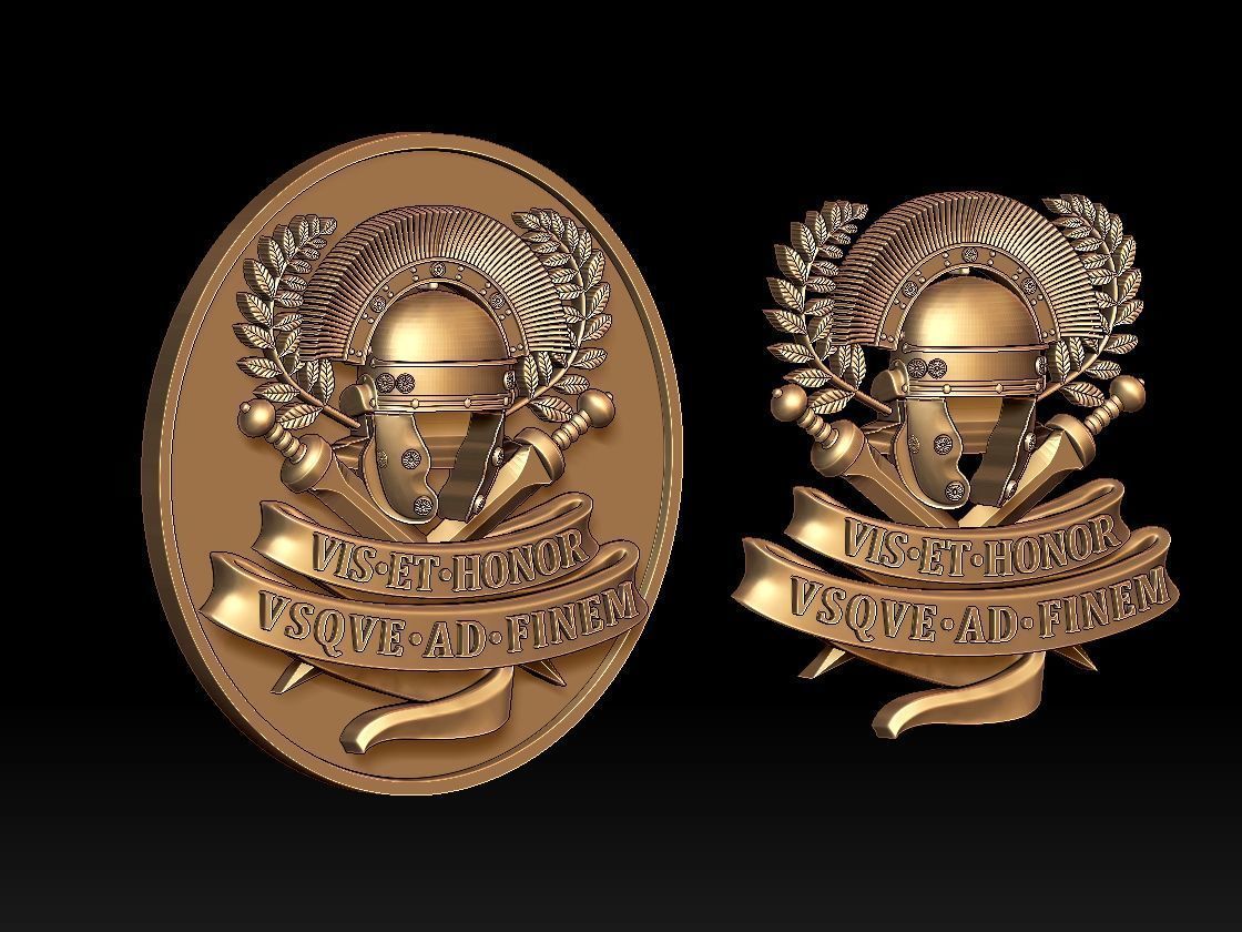 Centurion Roman Helmet and Gladius vis et honor vsqve ad finem 3D print model_4