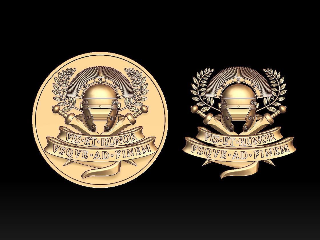 Centurion Roman Helmet and Gladius vis et honor vsqve ad finem 3D print model_33