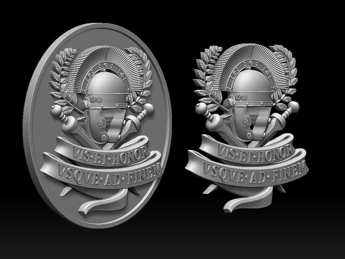 Centurion Roman Helmet and Gladius vis et honor vsqve ad finem 3D print model_37