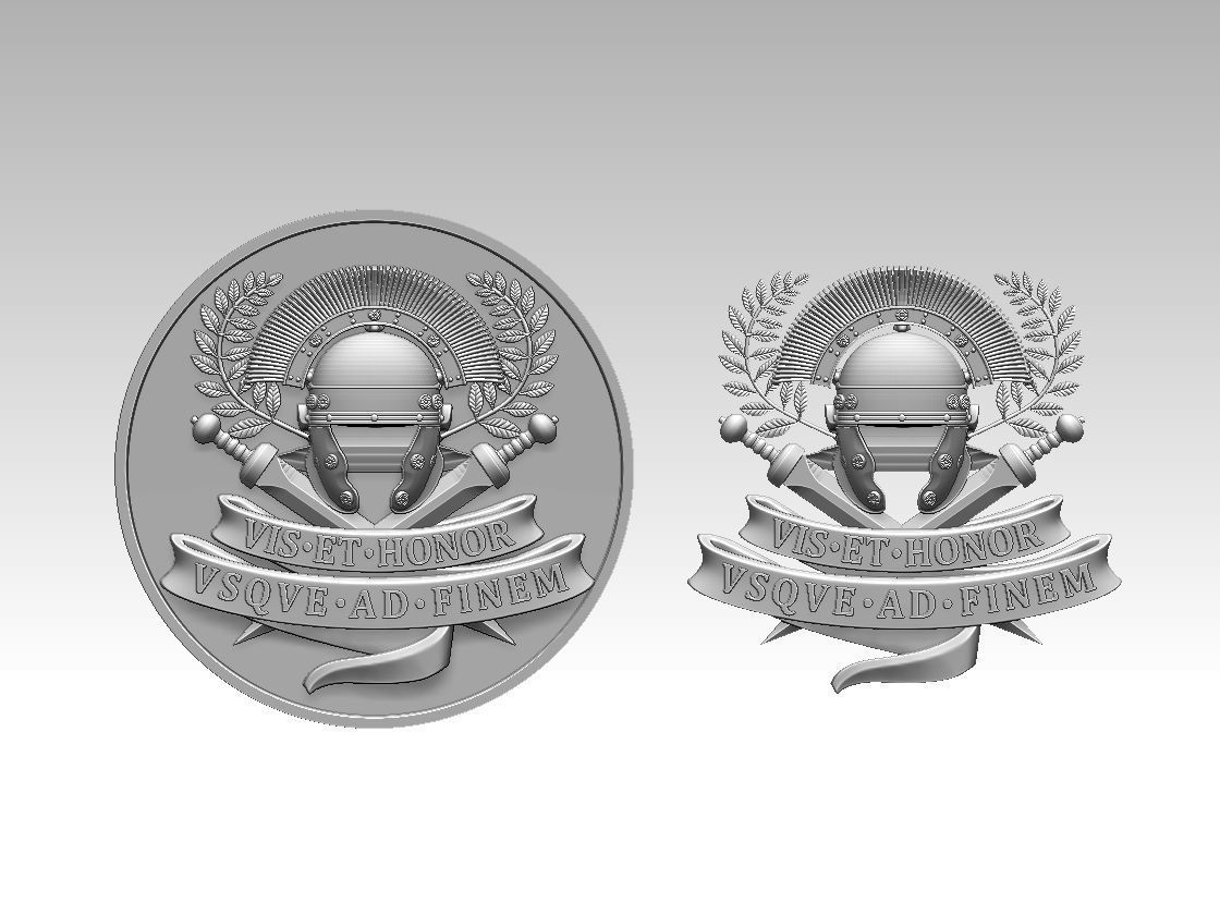 Centurion Roman Helmet and Gladius vis et honor vsqve ad finem 3D print model_42