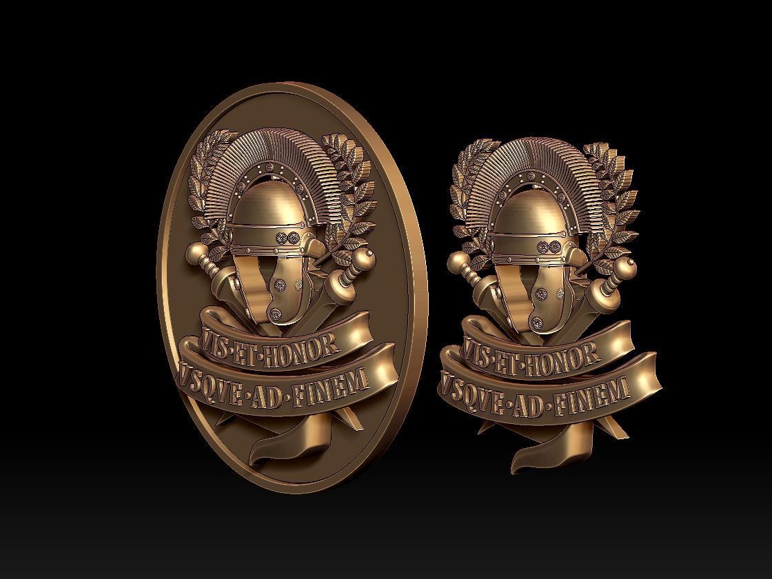Centurion Roman Helmet and Gladius vis et honor vsqve ad finem 3D print model_52