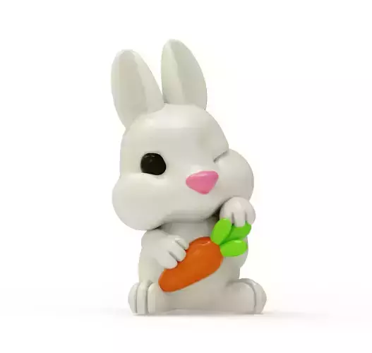 3D Printable Cute Rabbit with carrot 3D print model AN012 3D print model