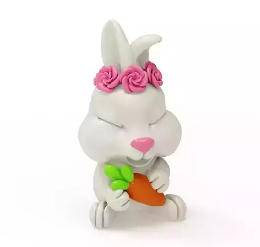 3D Printable Cute Rabbit with carrot 3D print model AN013 model