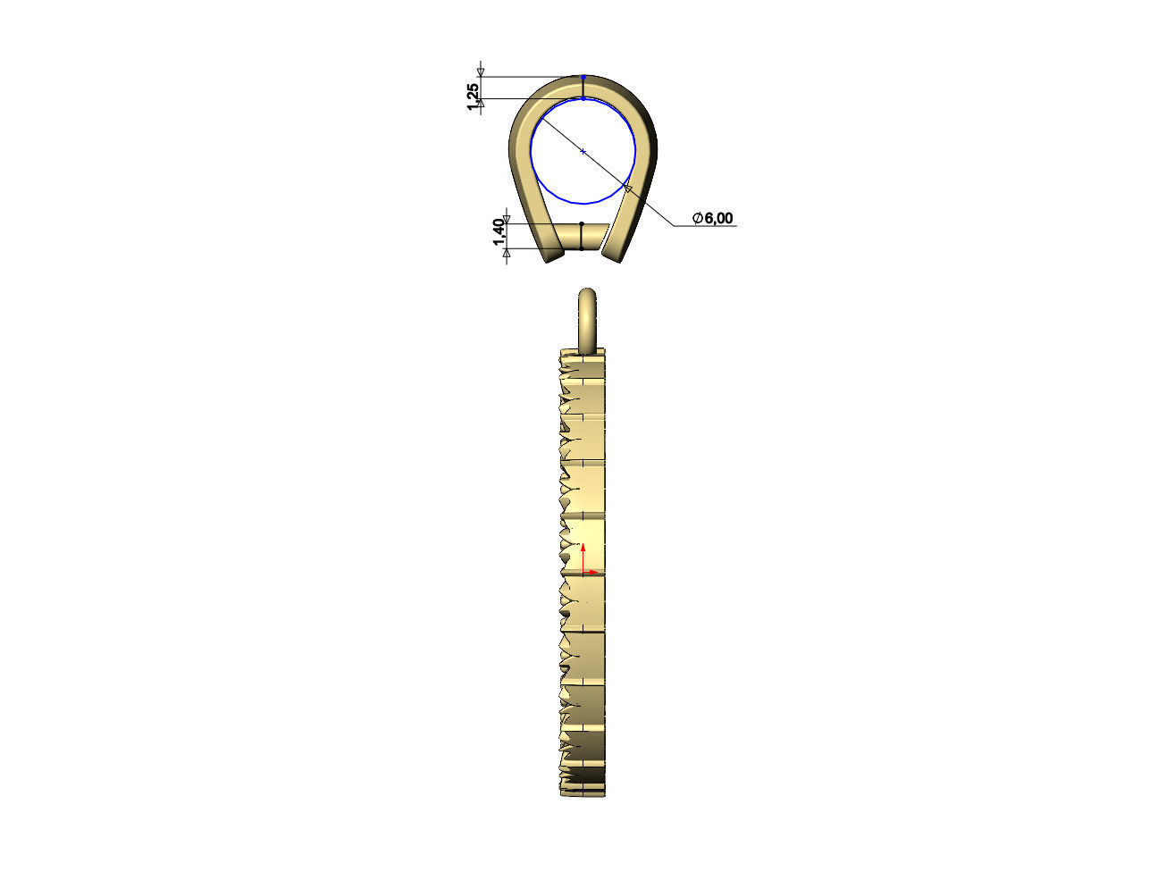 Heraldic lily leaf pattern carving diamond pendant with bail 3D print model_9