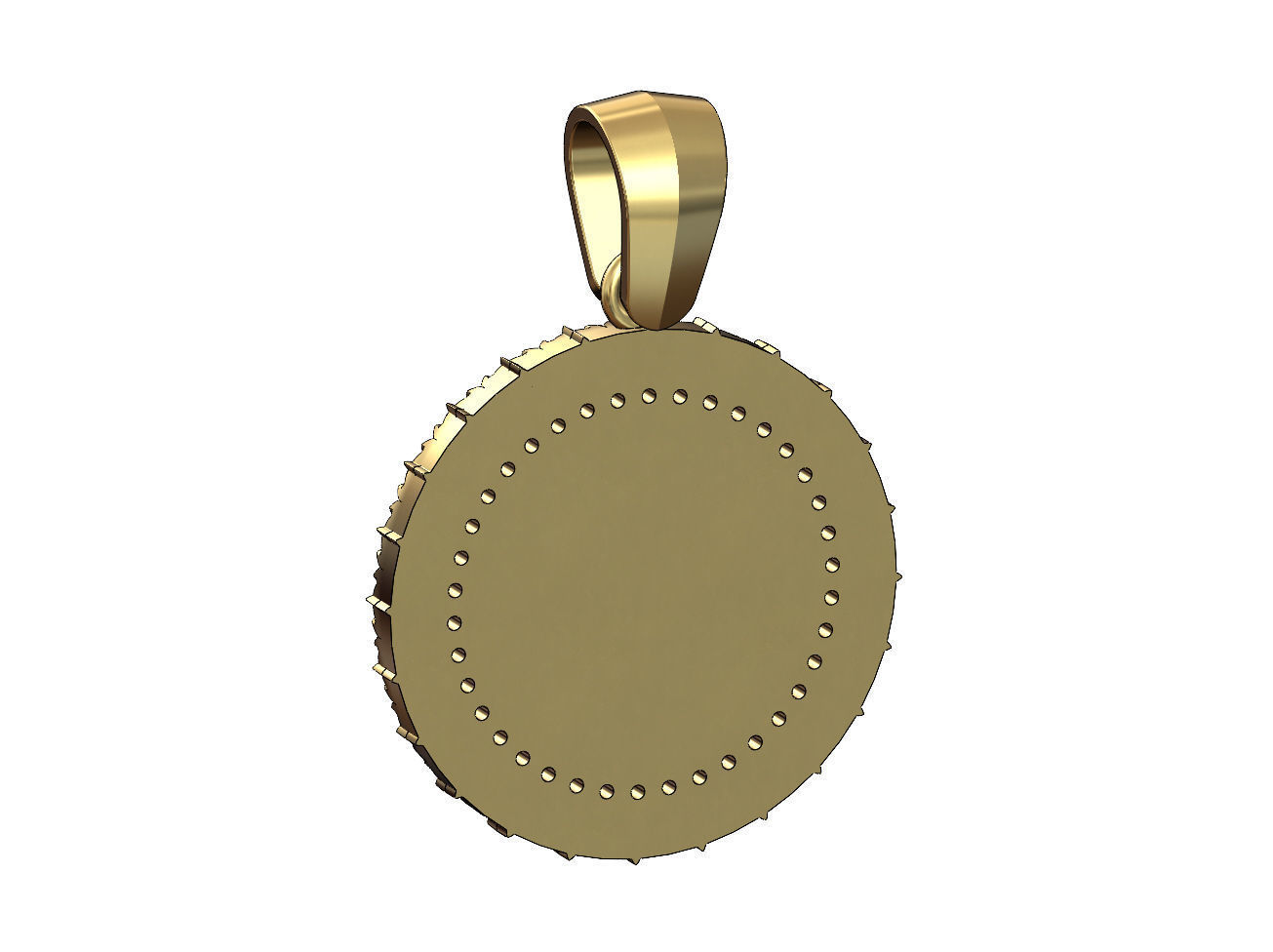 Heraldic lily leaf pattern carving diamond pendant with bail 3D print model_4