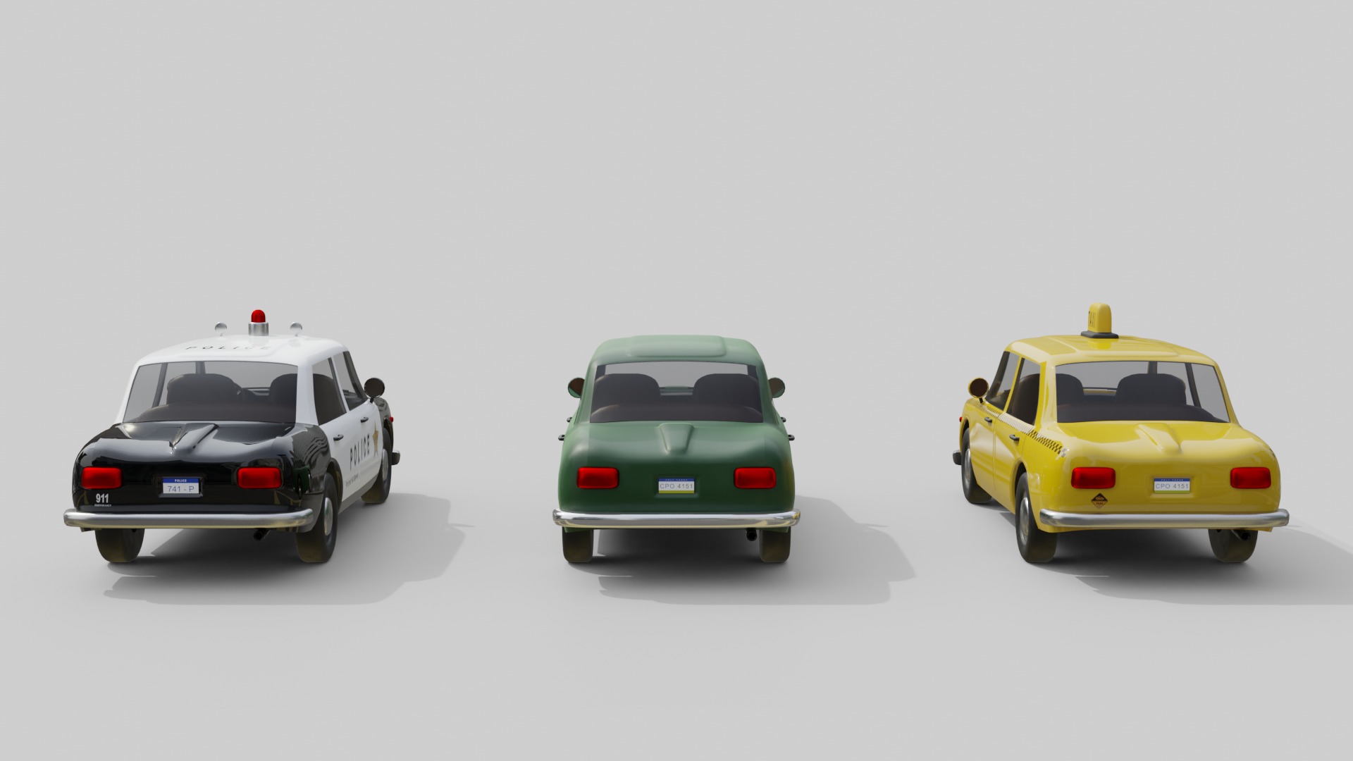 Vintage Sedan Cars Set Game-Ready and Render Asset 3D Model Collection_7