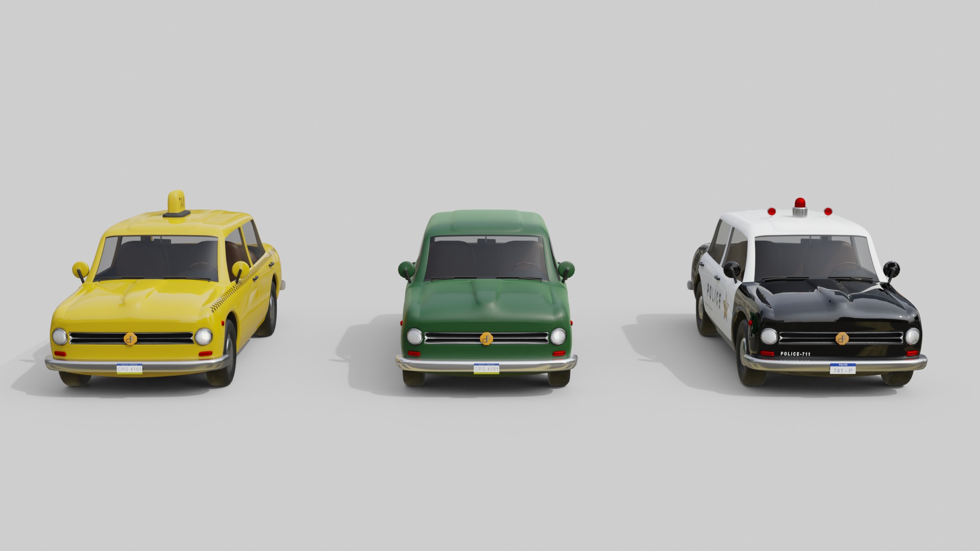 Vintage Sedan Cars Set Game-Ready and Render Asset 3D Model Collection_6