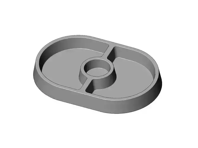 Oblong serving tray dish with sauce pocket relief 3D print model