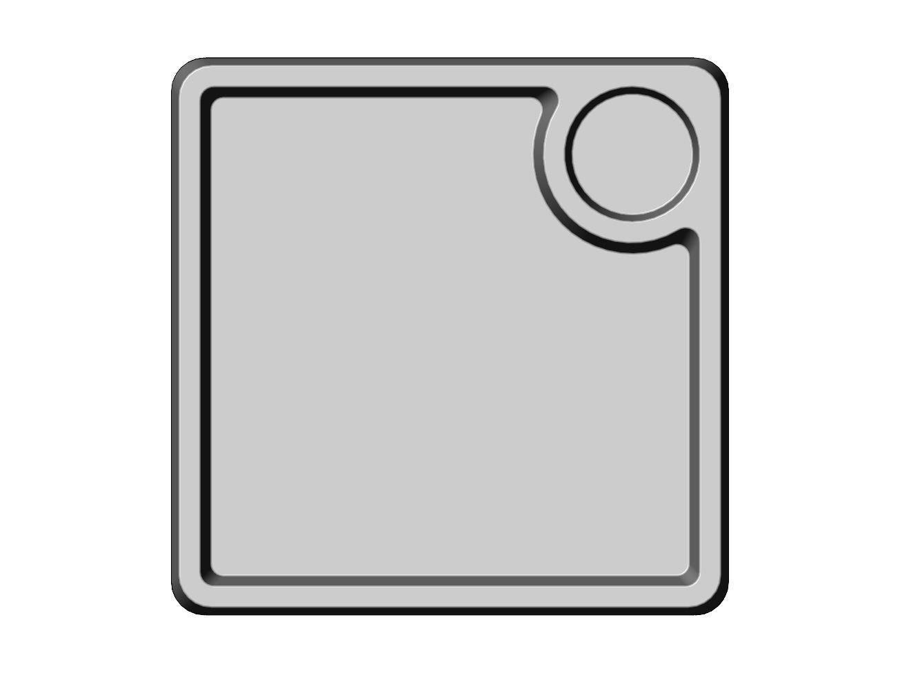 Square serving tray dish with sauce pocket relief 3D print model_1