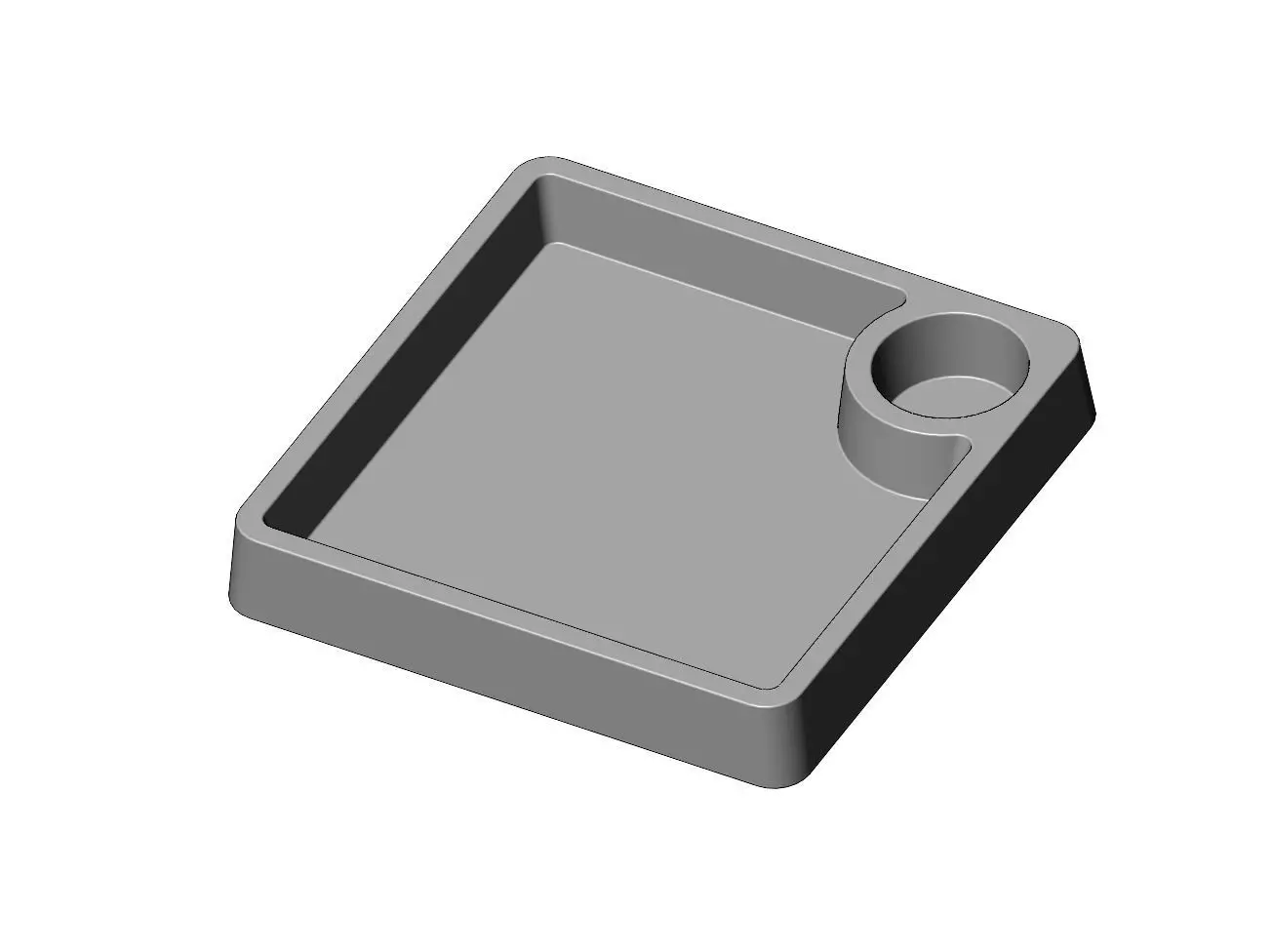 Square serving tray dish with sauce pocket relief 3D print model_0