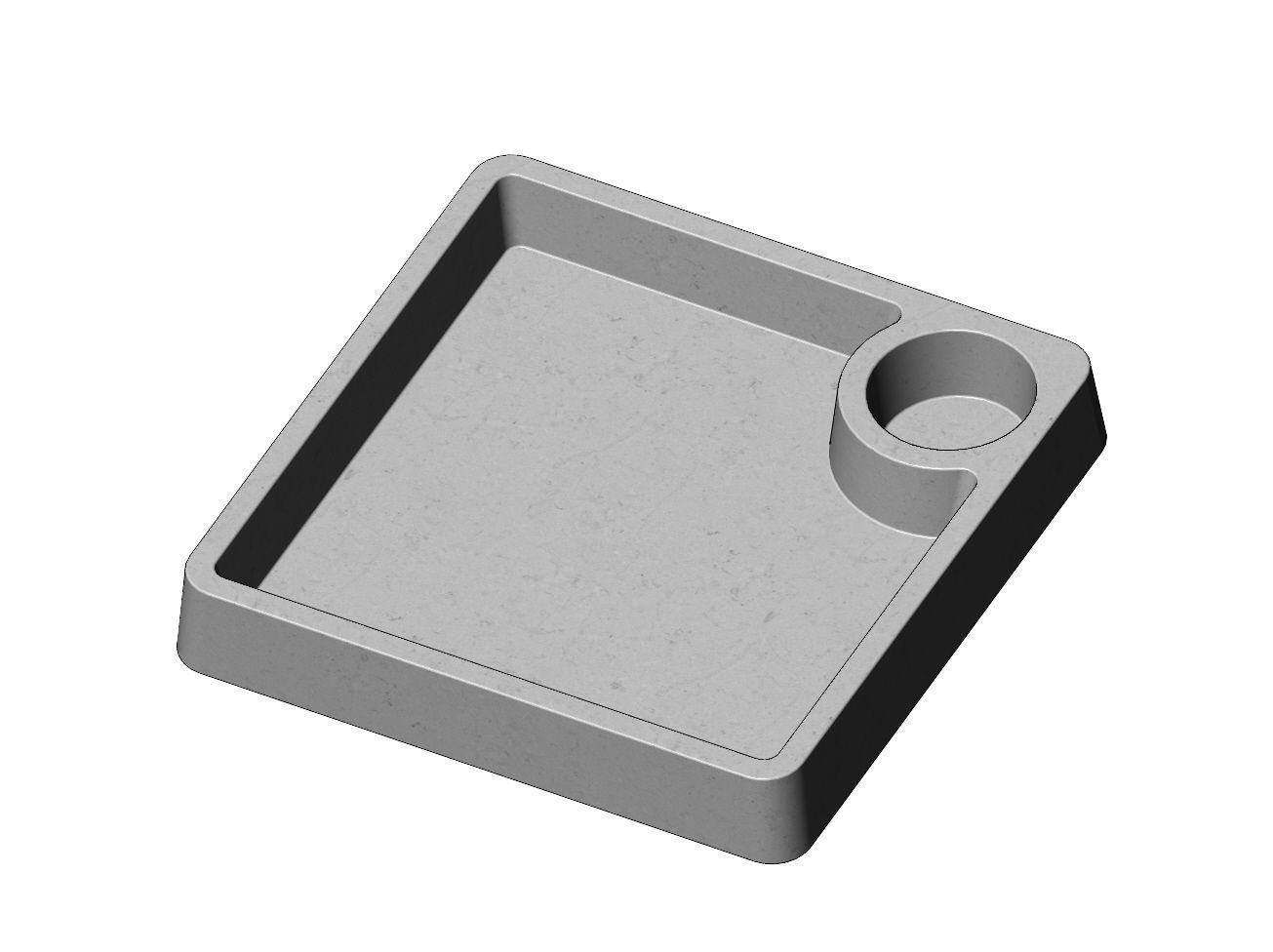 Square serving tray dish with sauce pocket relief 3D print model_7